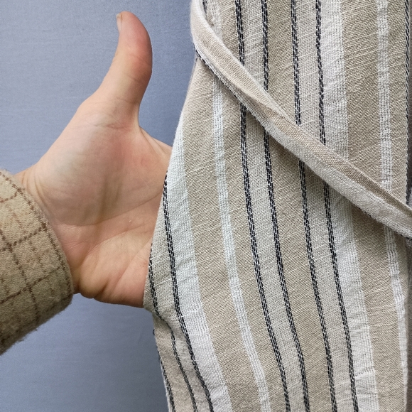 NWT Tribal Jeans linen rayon blend white tan striped dress size XS - Picture 4 of 8